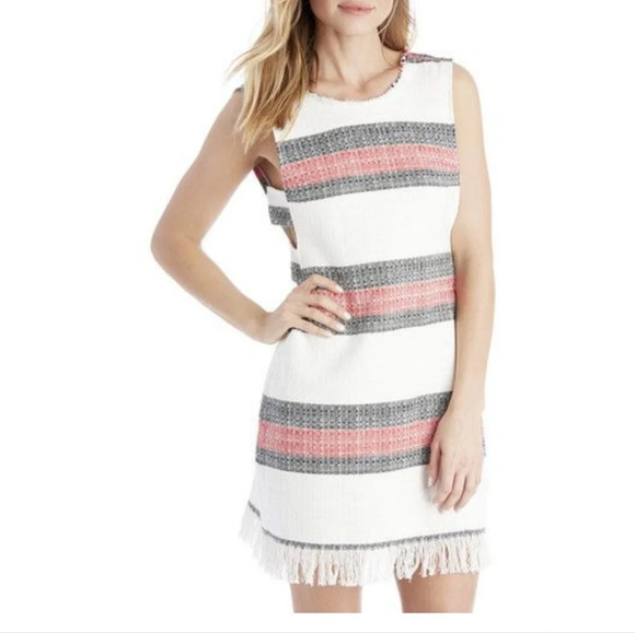 NWT Dolce Vita Cutout Sleeveless Fringe Red white black stripe mini dress xs - Picture 15 of 15